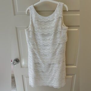 White House Black Market White Sleeveless Lace Sheath Dress